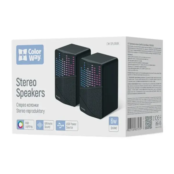 Акустична система ColorWay SoundWave 2.0 RGB USB Black (CW-SPU06BK)