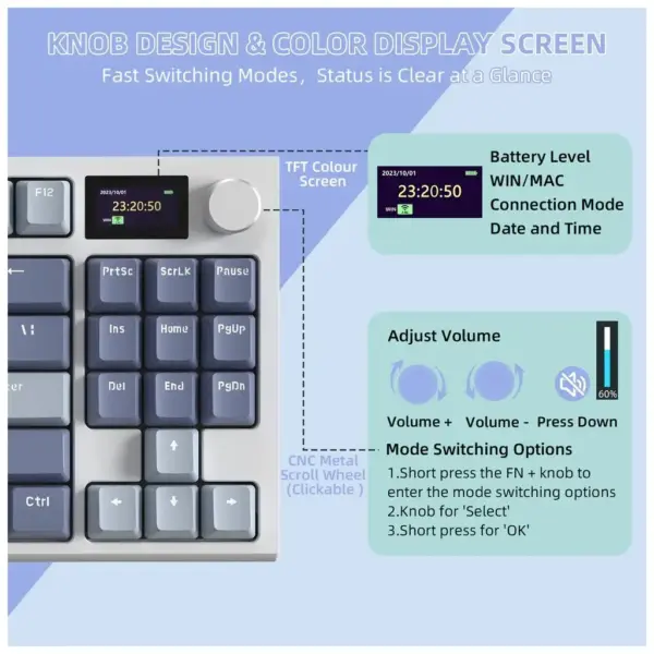 Клавіатура Attack Shark K86 RGB Wireless/Bluetooth/USB UA Retro Grey (K86MN_AS)