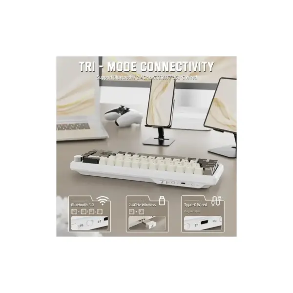 Клавіатура Attack Shark X66 RGB Wireless/Bluetooth/USB UA White Cheese (X66CW_AS)