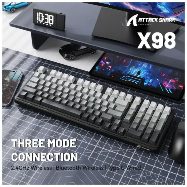 Клавіатура Attack Shark X98 RGB Wireless/Bluetooth/USB UA Moonlight Night (X98ML_AS)
