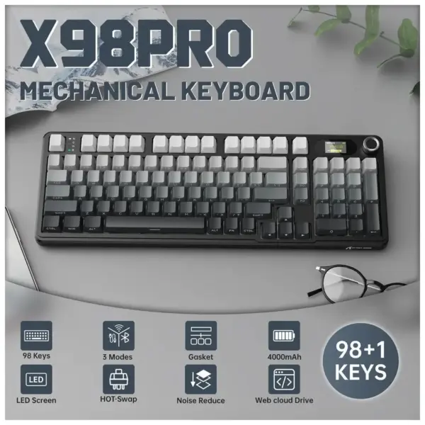 Клавіатура Attack Shark X98 Pro RGB Wireless/Bluetooth/USB UA Moonlit Night (X98PROMN_AS)