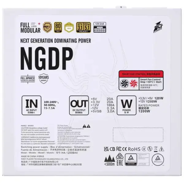 Блок живлення 1stPlayer 1200W (NGDP-GLD-1200-WH-EU)