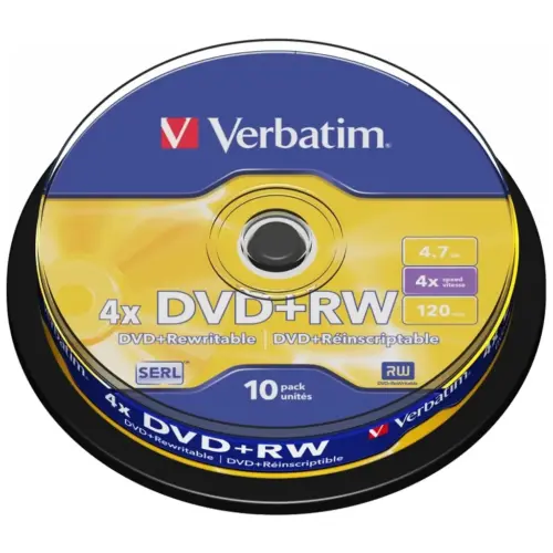 Диск DVD Verbatim 4.7Gb 4x CakeBox 10 шт silver (43488)