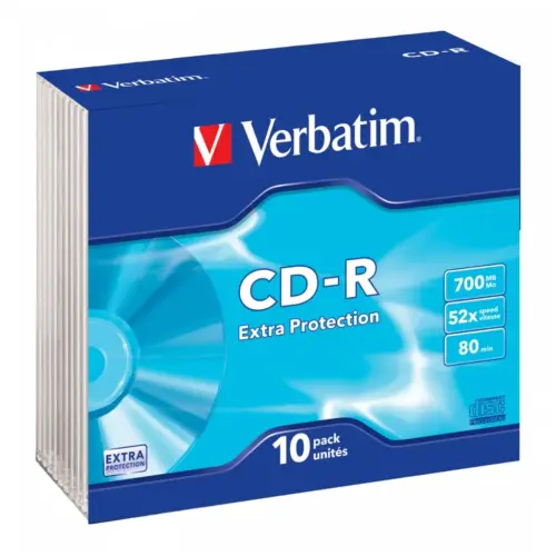 Диск CD Verbatim CD-R 700Mb 52x Slim case 10шт Extra (43415)