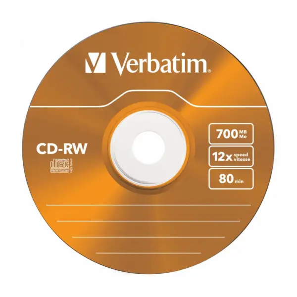 Диск CD Verbatim CD-RW 700Mb 12X SlimBox 5шт Color (43167)