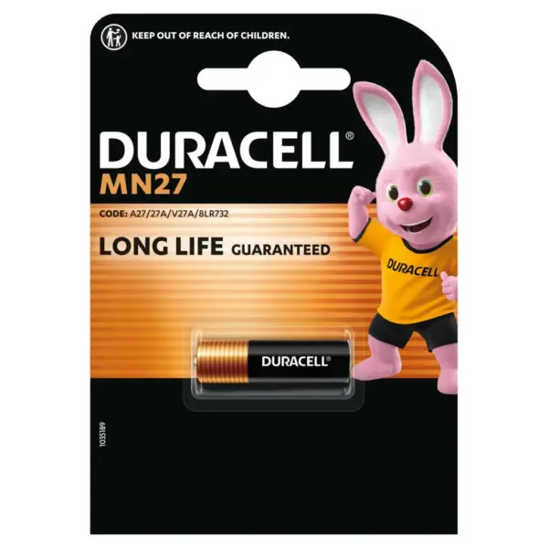 Батарейка Duracell MN27 12V спеціалізована лужна, A27/27A/V27A/8LR732, 1 шт. в упаковці (5007388)