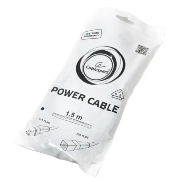 Кабель живлення C19 to C20 1.5m 1.5mm2 16A Cablexpert (PC-189-C19)