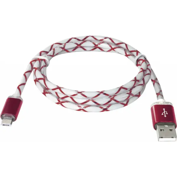 Дата кабель USB 2.0 AM to Micro 5P 1.0m RedLED backlight Defender (87556)