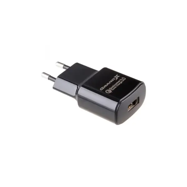 Зарядний пристрій Grand-X CH-550BM QC3.0 22.5W + cable USB to Micro 5P 1.0m black (CH-550BM)