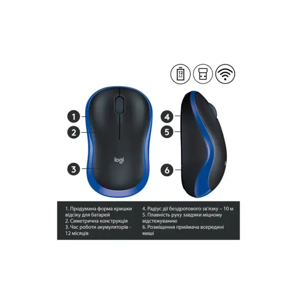 Мишка Logitech M185 blue (910-002236)