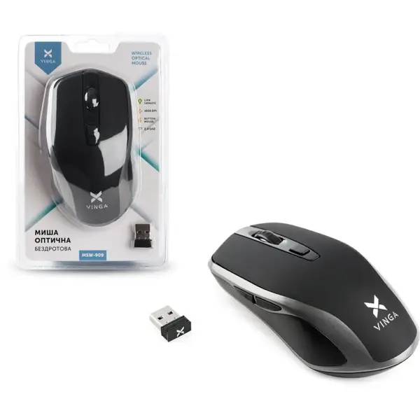 Мишка Vinga MSW-909 Silent black-grey Мишка Vinga MSW-909 Silent black-grey