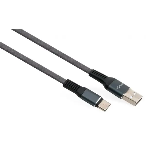 Дата кабель USB 2.0 AM to USB-C 1.0m flat nylon gray Vinga (VCPDCTCFNB1GR)