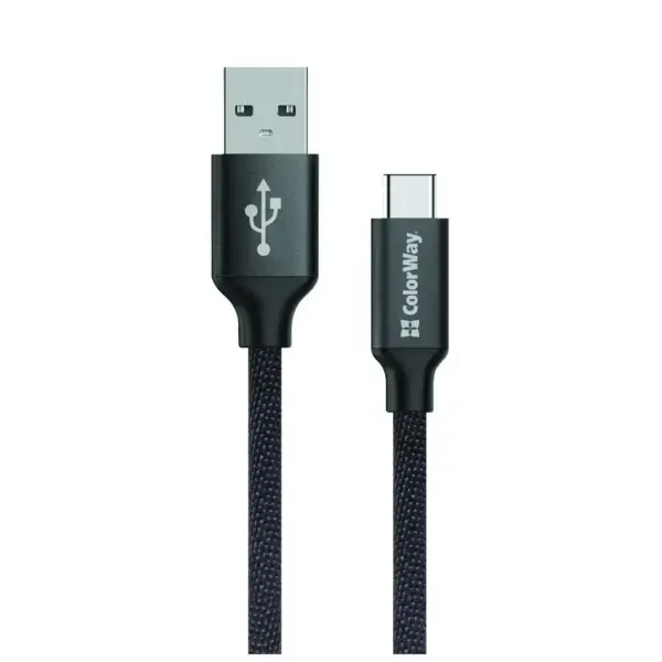 Дата кабель USB 2.0 AM to USB-C 1.0m 2.1А black ColorWay (CW-CBUC003-BK) Дата кабель USB 2.0 AM to USB-C 1.0m 2.1А black ColorWay (CW-CBUC003-BK)