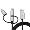 Дата кабель USB 2.0 AM to Lightning + Micro 5P + USB-C 1.0m black REAL-EL (EL123500035)