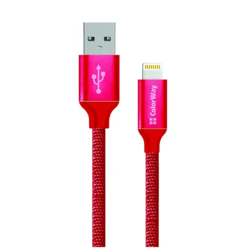 Дата кабель USB 2.0 AM to Lightning 1.0m 2.1А red ColorWay (CW-CBUL004-RD)