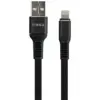 Дата кабель USB 2.0 AM to Lightning 1.0m flat nylon black Vinga (VCPDCLFNB1BK)
