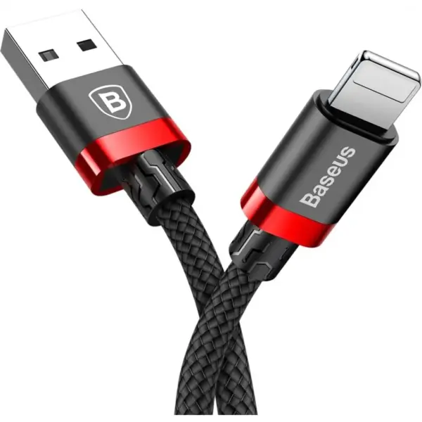 Дата кабель USB 2.0 AM to Lightning 0.5m Cafule 2.4A red+black Baseus (CALKLF-A19)