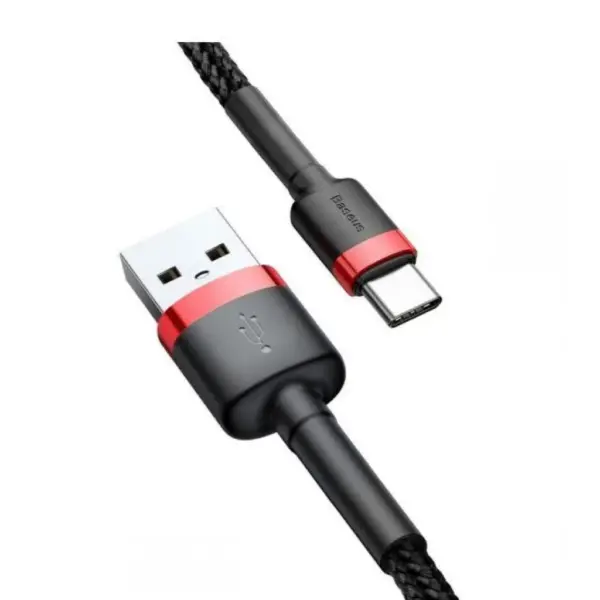 Дата кабель USB 2.0 AM to USB-C 1.0m Cafule 3A red+black Baseus (CATKLF-B91)