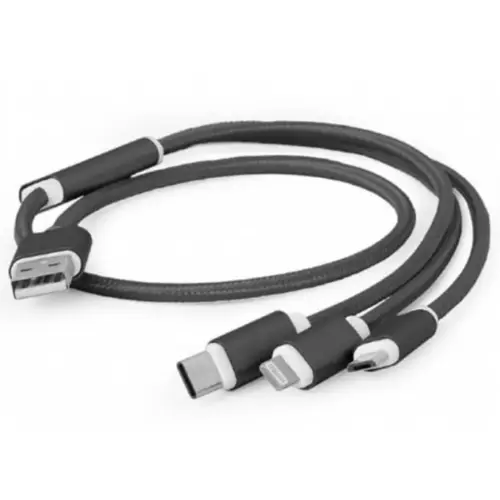 Дата кабель USB 2.0 AM to Lightning + Micro 5P + USB-C 1.0m black Cablexpert (CC-USB2-AM31-1M)