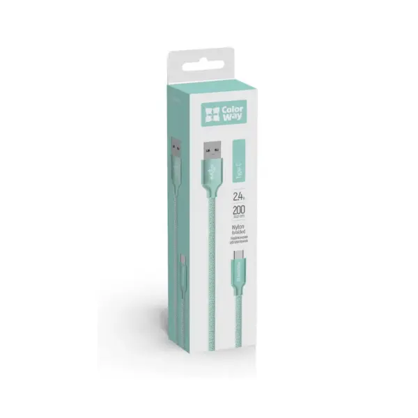 Дата кабель USB 2.0 AM to USB-C 2.0m mint ColorWay (CW-CBUC008-MT)
