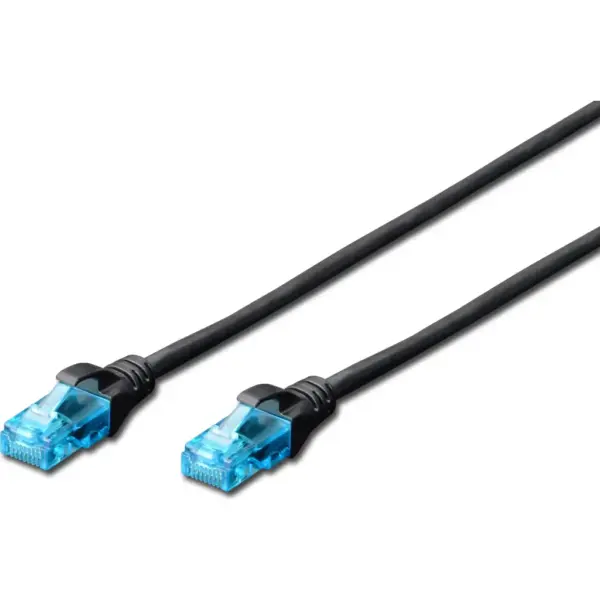 Патч-корд 2м, UTP, cat.5e, AWG 26/7, CCA, PVC, black Digitus (DK-1512-020/BL)