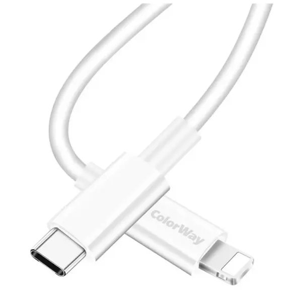 Дата кабель USB-C to Lightning 1.0m 3A white ColorWay (CW-CBPDCL032-WH) Дата кабель USB-C to Lightning 1.0m 3A white ColorWay (CW-CBPDCL032-WH)