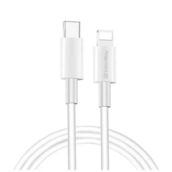 Дата кабель USB-C to Lightning 1.0m 3A white ColorWay (CW-CBPDCL032-WH) Дата кабель USB-C to Lightning 1.0m 3A white ColorWay (CW-CBPDCL032-WH)