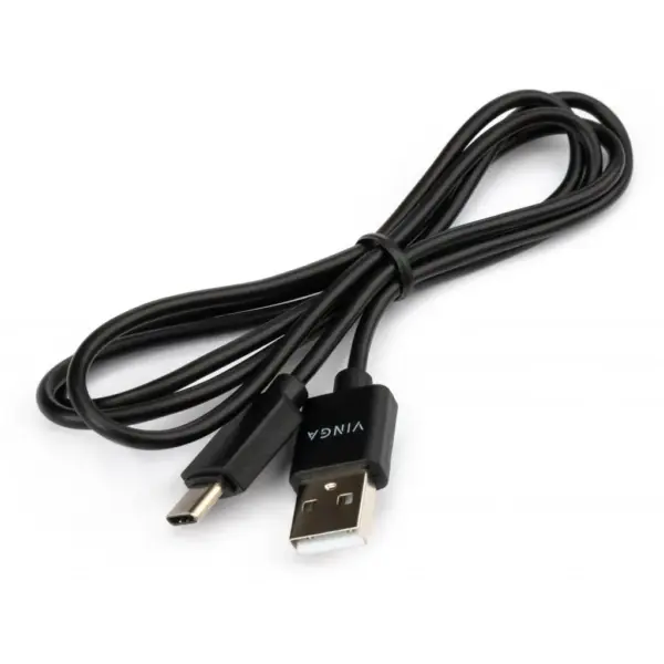 Дата кабель USB 2.0 AM to USB-C 1.0m 3A 18W PVC black Vinga (VCPUSBTC3ABK)