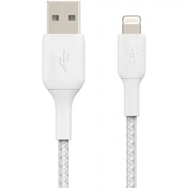 Дата кабель USB 2.0 AM to Lightning 2.0m BRAIDED white Belkin (CAA002BT2MWH)