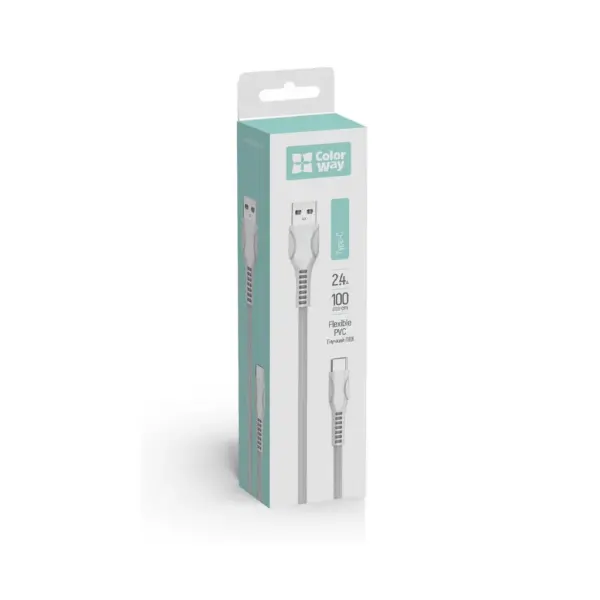 Дата кабель USB 2.0 AM to USB-C 1.0m line-drawing white ColorWay (CW-CBUC029-WH)