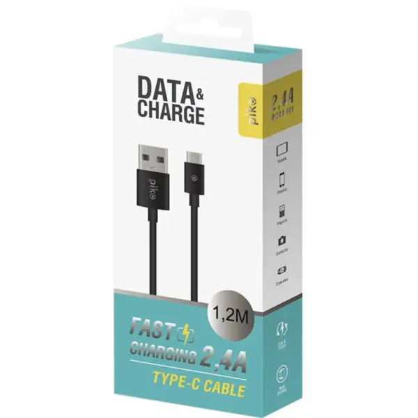 Дата кабель USB 2.0 AM to USB-C 1.2m black Piko (1283126489174)