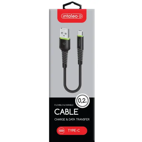 Дата кабель USB 2.0 AM to USB-C 0.2m black Intaleo (1283126487446)