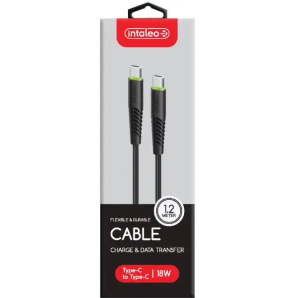 Дата кабель USB-C to USB-C 1.2m 18W black Intaleo (1283126501296)
