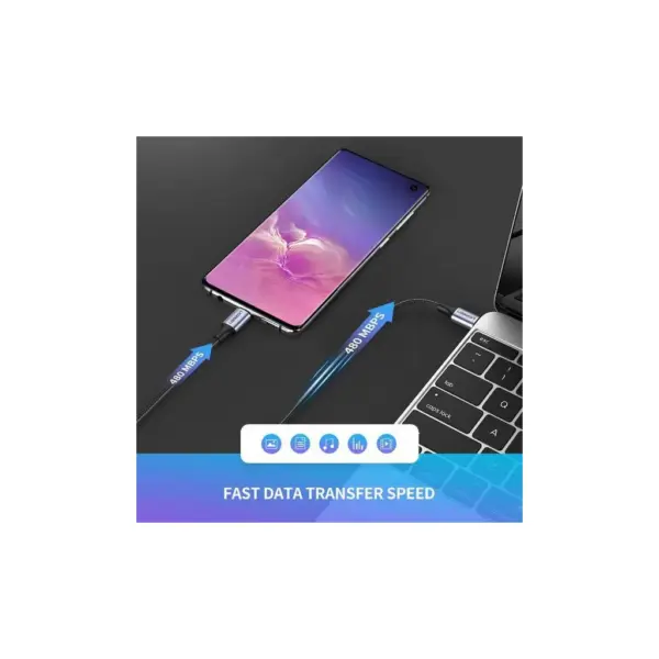 Дата кабель USB-C to USB-C 1.0m US261 3A Alum. Braid GrayBlack Ugreen (50150)