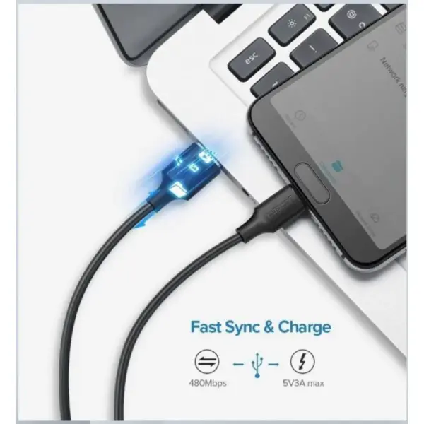 Дата кабель USB 2.0 AM to USB-C 1.0m US287 Black Ugreen (60116)