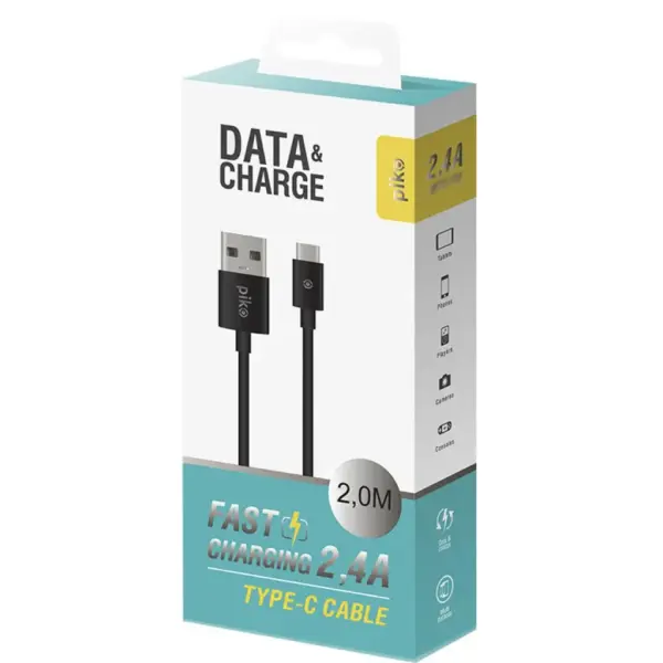 Дата кабель USB 2.0 AM to USB-C 2.0m black Piko (1283126493850) Дата кабель USB 2.0 AM to USB-C 2.0m black Piko (1283126493850)