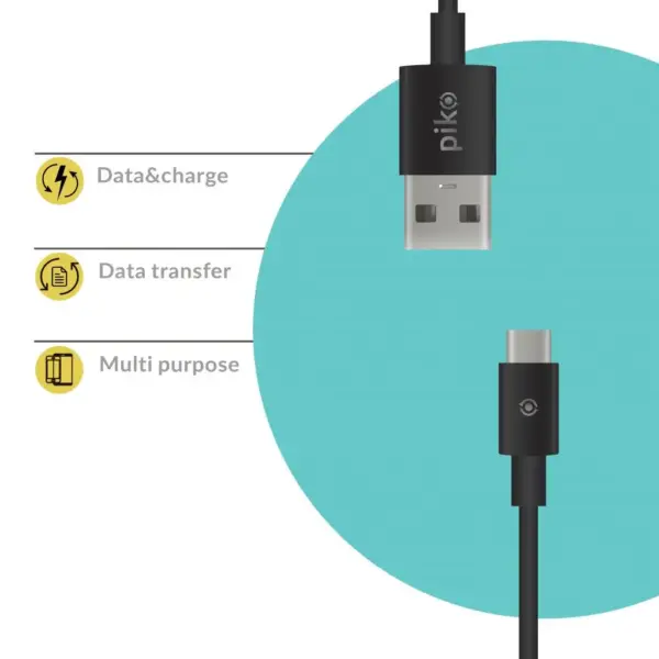 Дата кабель USB 2.0 AM to USB-C 2.0m black Piko (1283126493850) Дата кабель USB 2.0 AM to USB-C 2.0m black Piko (1283126493850)
