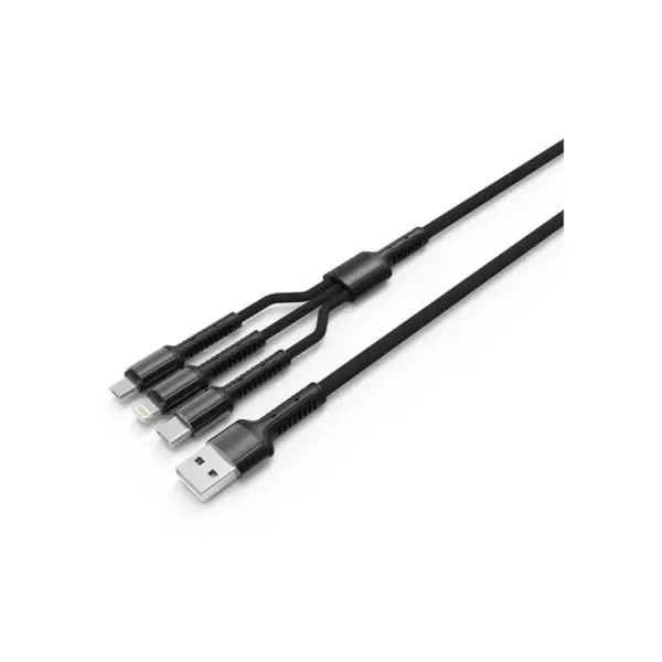 Дата кабель USB 2.0 AM to Lightning + Micro 5P + USB-C 4.0A (20W) ColorWay (CW-CBU3003-GR)