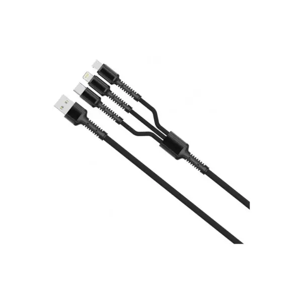 Дата кабель USB 2.0 AM to Lightning + Micro 5P + USB-C 4.0A (20W) ColorWay (CW-CBU3003-GR)
