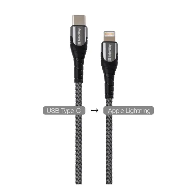 Дата кабель USB-C to Lightning 1.0m ColorWay (CW-CBPDCL033-GR)