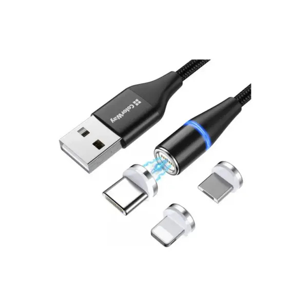 Дата кабель USB 2.0 AM to Lightning + Micro 5P + USB-C 1.0m Magnetic ColorWay (CW-CBUU038-BK) Дата кабель USB 2.0 AM to Lightning + Micro 5P + USB-C 1.0m Magnetic ColorWay (CW-CBUU038-BK)