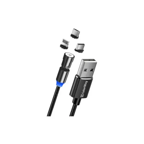 Дата кабель USB 2.0 AM to Lightning + Micro 5P + USB-C 1.0m Magnetic Ro ColorWay (CW-CBUU037-BK) Дата кабель USB 2.0 AM to Lightning + Micro 5P + USB-C 1.0m Magnetic Ro ColorWay (CW-CBUU037-BK)