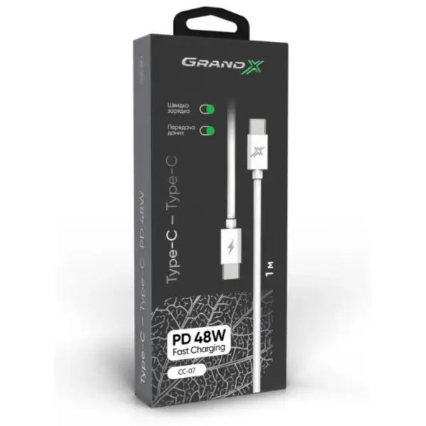 Дата кабель USB-C to USB-C 1.0m Grand-X (CC-07)