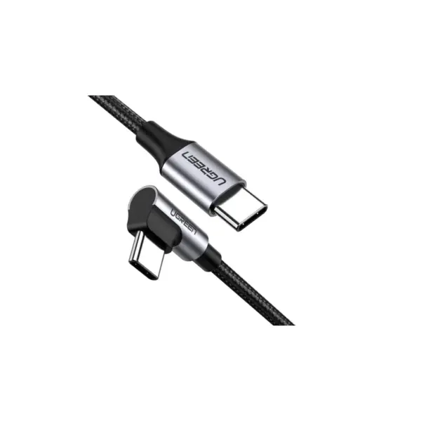 Дата кабель USB-C to USB-C 1.0m 3A 90° corner US255 gray/black Ugreen (50123)