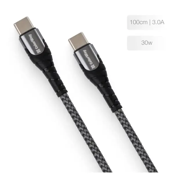 Дата кабель USB-C to USB-C 1.0m PD Fast Charging 65W 3А grey ColorWay (CW-CBPDCC040-GR)