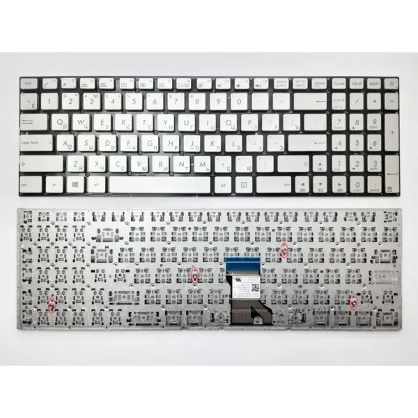 Клавіатура ноутбука ASUS UX501V серебр под подсв RU (A46154)