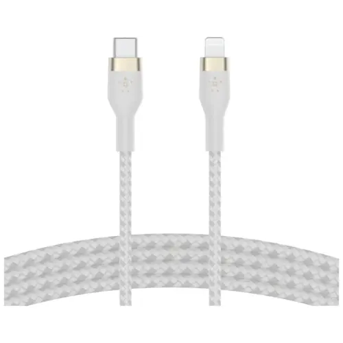 Дата кабель USB-C to Lightning 1.0m BRAIDED SILICONE white Belkin (CAA011BT1MWH)