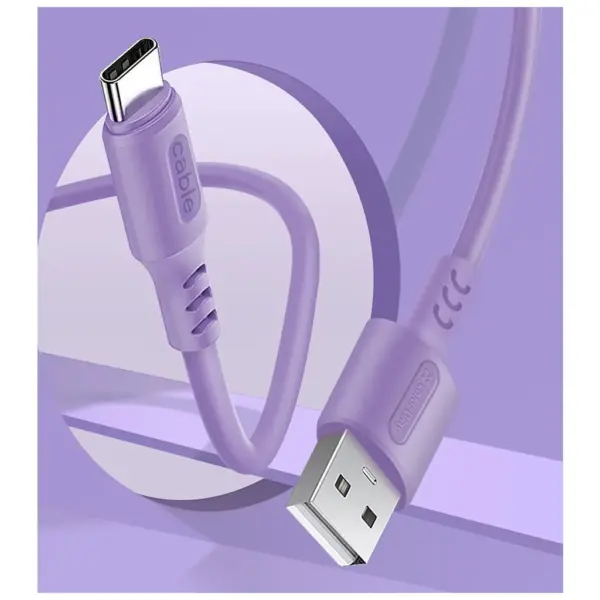 Дата кабель USB 2.0 AM to USB-C 1.0m soft silicone violet ColorWay (CW-CBUC044-PU)