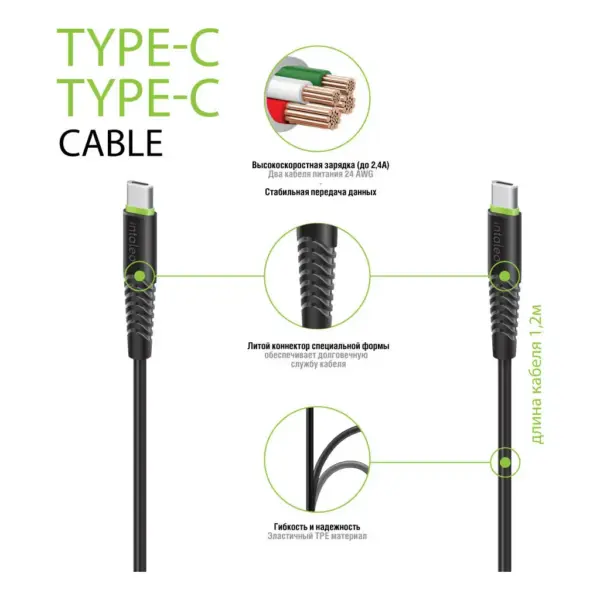 Дата кабель USB-C to USB-C 1.2m CBFLEXTT1 18W black Intaleo (1283126504082) Дата кабель USB-C to USB-C 1.2m CBFLEXTT1 18W black Intaleo (1283126504082)
