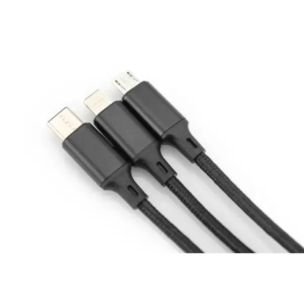 Дата кабель USB 2.0 AM to Lightning + Micro 5P + USB-C 1.0m charge only Digitus (AK-300160-010-S)